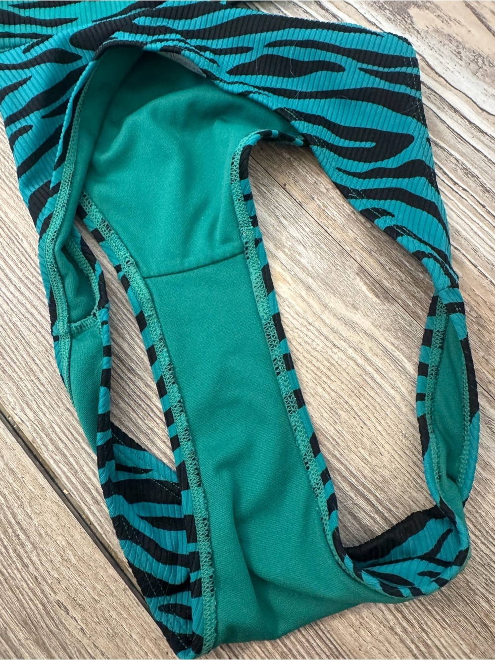 Xhilaration Teal and Black Zebra Ribbed Bikini Set - Picture 3 of 5